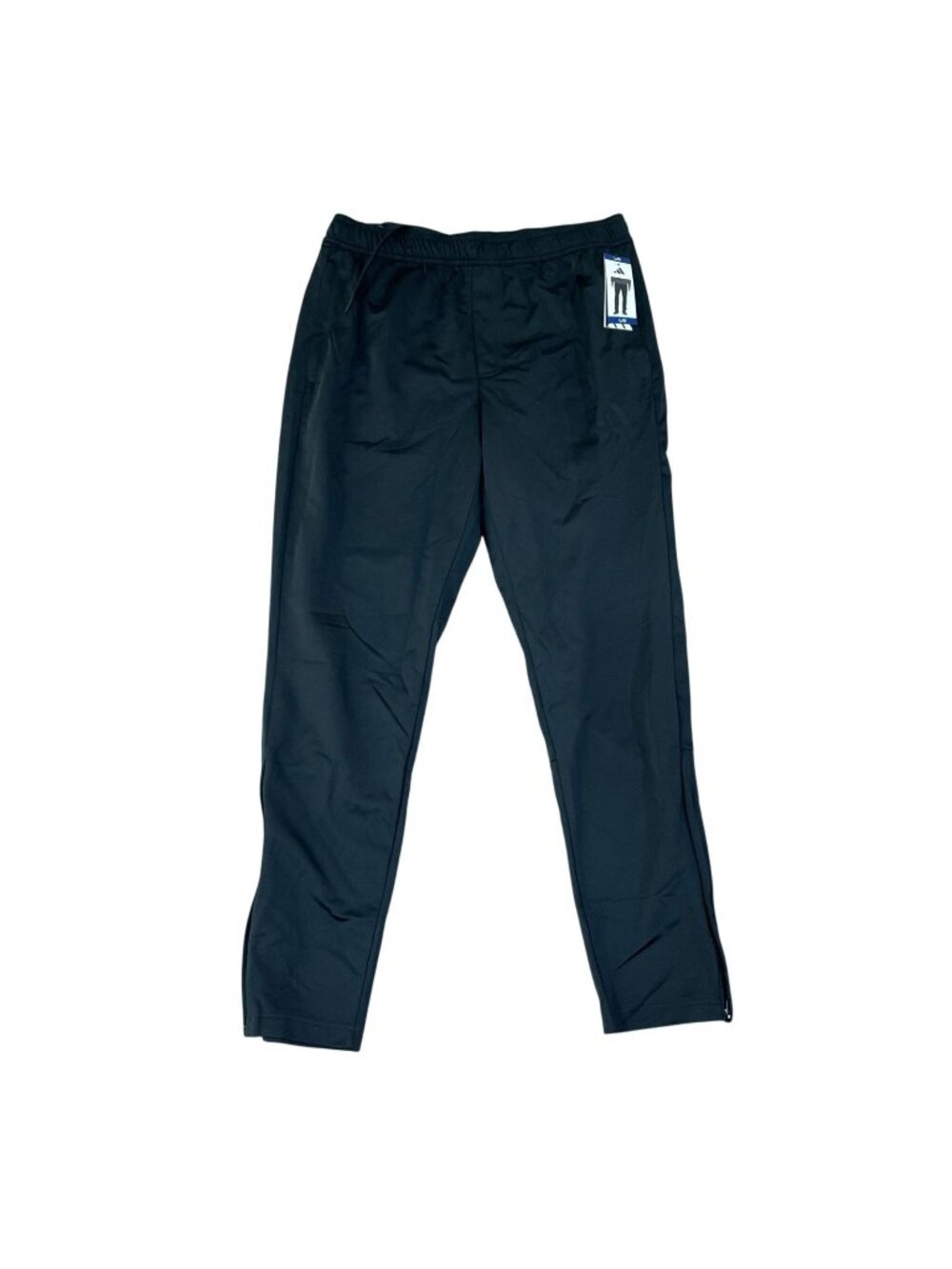 NWT Adidas Men's L Black Athletic Track Pants Polyester Zip Ankle